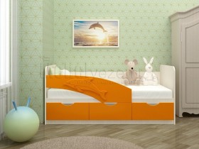 Дельфин-3 Кровать детская 3 ящика без ручек 1.6 Оранжевый глянец в Пушкине - pushkin.katalogmebeli.com | фото