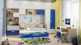 Детская комната Скай Люкс (Синий/Белый/корпус Клен) в Пушкине - pushkin.katalogmebeli.com | фото