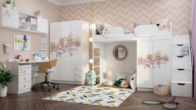 Детская комната Совушки (Белый/корпус Выбеленное дерево) в Пушкине - pushkin.katalogmebeli.com | фото