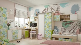 Детская комната Твит (Белый/Зеленый/корпус Клен) в Пушкине - pushkin.katalogmebeli.com | фото
