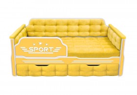 Кровать 190 серии Спорт 2 ящика 74 Жёлтый (мягкие боковые накладки) в Пушкине - pushkin.katalogmebeli.com | фото
