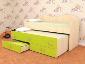 Кровать детская Нимфа двухместная 2.0 Дуб молочный/Лайм в Пушкине - pushkin.katalogmebeli.com | фото