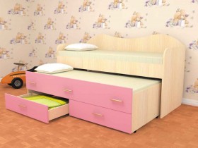 Кровать детская Нимфа двухместная 2.0 Дуб молочный/Розовый в Пушкине - pushkin.katalogmebeli.com | фото