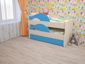 Кровать детская Радуга 1600 Млечный дуб/Голубой в Пушкине - pushkin.katalogmebeli.com | фото