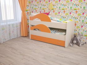 Кровать детская Радуга 1600 Млечный дуб/Оранжевый в Пушкине - pushkin.katalogmebeli.com | фото