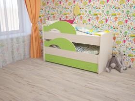 Кровать детская Радуга 1600 Млечный дуб/Салатовый в Пушкине - pushkin.katalogmebeli.com | фото