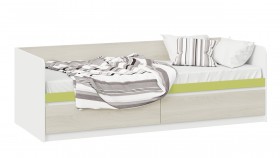Кровать «Сканди» с 2 ящиками Дуб Гарден/Белый/Зеленый в Пушкине - pushkin.katalogmebeli.com | фото