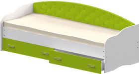 Кровать Софа-7 с мягкой спинкой (800х1900) Белый/Лайм в Пушкине - pushkin.katalogmebeli.com | фото