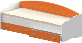 Кровать Софа-8 с мягкой спинкой (900х1900) Белый/Оранжевый в Пушкине - pushkin.katalogmebeli.com | фото