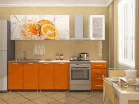 Кухонный гарнитур 1,8м Апельсин (Белый/Оранжевый металлик/Фотопечать апельсин) в Пушкине - pushkin.katalogmebeli.com | фото
