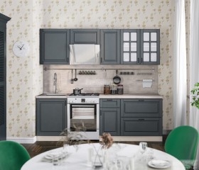 Кухня Регина 24 2,4 м (Серый матовый/Белый) в Пушкине - pushkin.katalogmebeli.com | фото