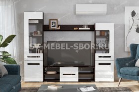 Мебель для гостиной МГС 6 (Исполнение 1/Венге/Белый глянец) в Пушкине - pushkin.katalogmebeli.com | фото