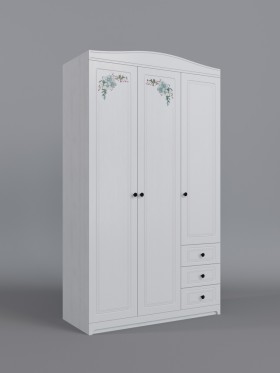 Шкаф 3-х створчатый с ящиками Бэлла (Выбеленное дерево/Белый) в Пушкине - pushkin.katalogmebeli.com | фото