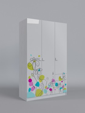 Шкаф 3-х створчатый с ящиками Флёр (Белый/корпус Выбеленное дерево) в Пушкине - pushkin.katalogmebeli.com | фото